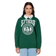 Harry Potter Slytherin Collard Crewneck Sweater Adult Medium
