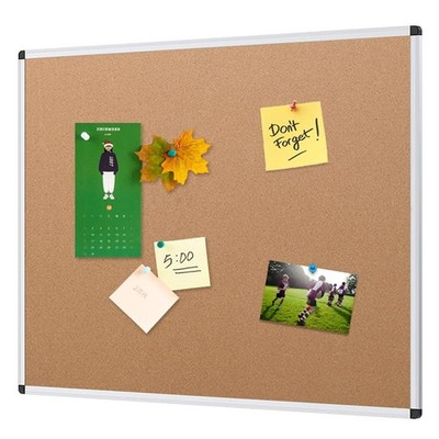 VIZ-PRO Cork Notice Board Bulletin Board, 36 X 24 Inches, Silver Aluminium Frame