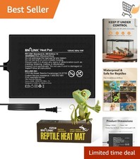 Reptile Heat Pad Waterproof 8x12in 16W for Terrarium Heating Turtle Frog