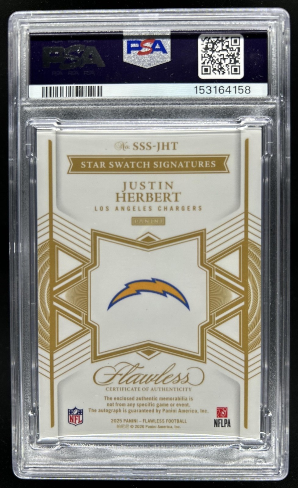 2025 Flawless Justin Herbert Star Signatures Patch Auto #/25 PSA Authentic view 2