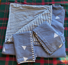 Duvet cover 90" x91" Full/Queen Blue Reversible Microfiber Two Shams 20" x26"