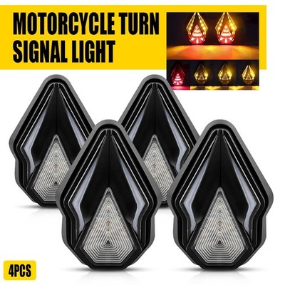 Flush Motorcycle 4X Mount Amber Flowing LED Sequential Signal Turn Light Blinker