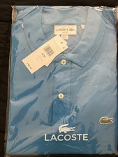  89.50 msrp Lacoste PH4012 Men slim fit Ibiza blue 100 Cotton Polo Shirt Sz 4/M
