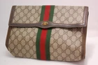 Auth GUCCI GG Web Sherry Line Clutch Bag Pouch Brown 0311a