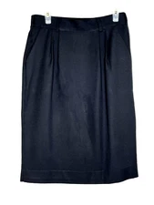 EUC Counterpart Women's Black Office/ Pencil Skirt Size M, Pleated, Side Pockets