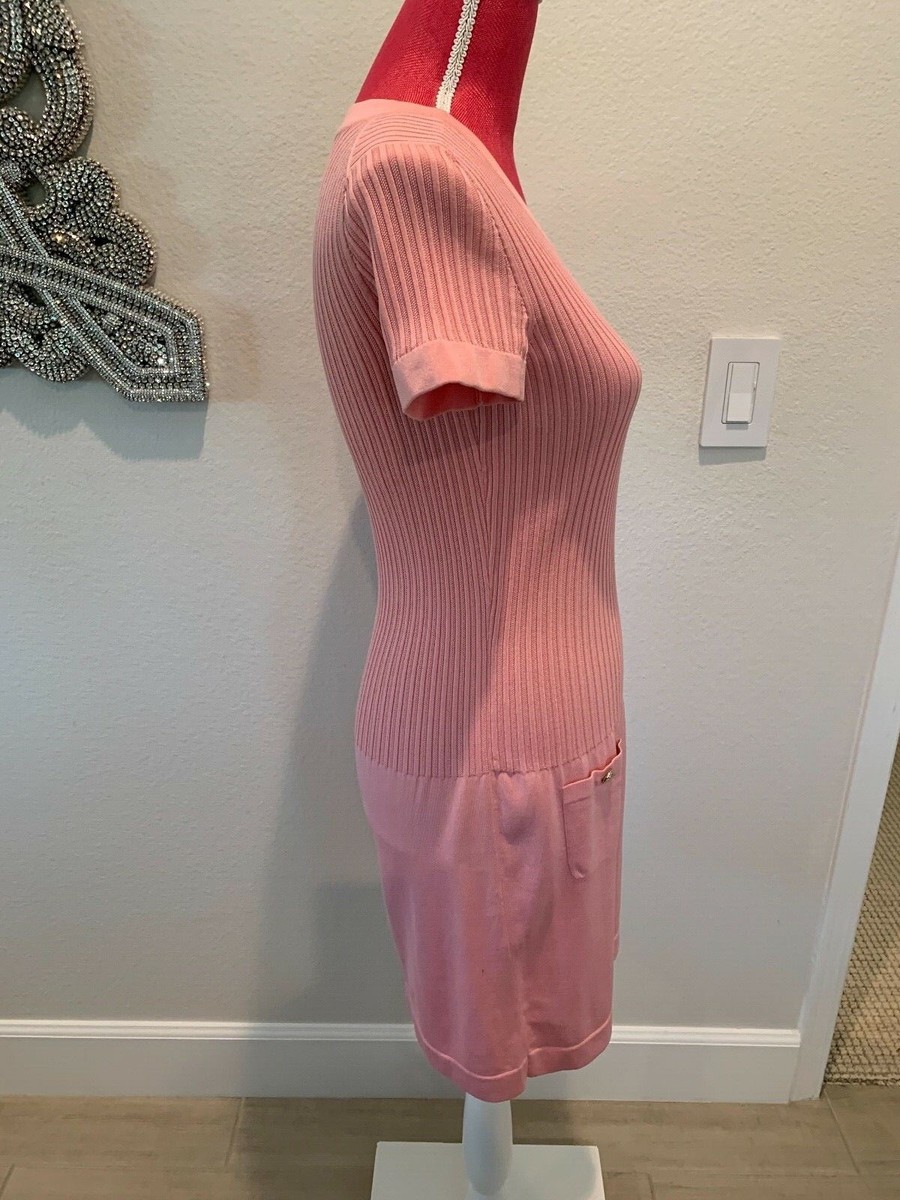 CHANEL KNIT MINI DRESS TUNIC TOP SIZE 36 PINK DESIGNER FABULOUS | eBay