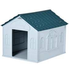 Image of PawHut Plastic Weather-Resistant Dog House, Puppy Shelter for Medium Dogs - Blue