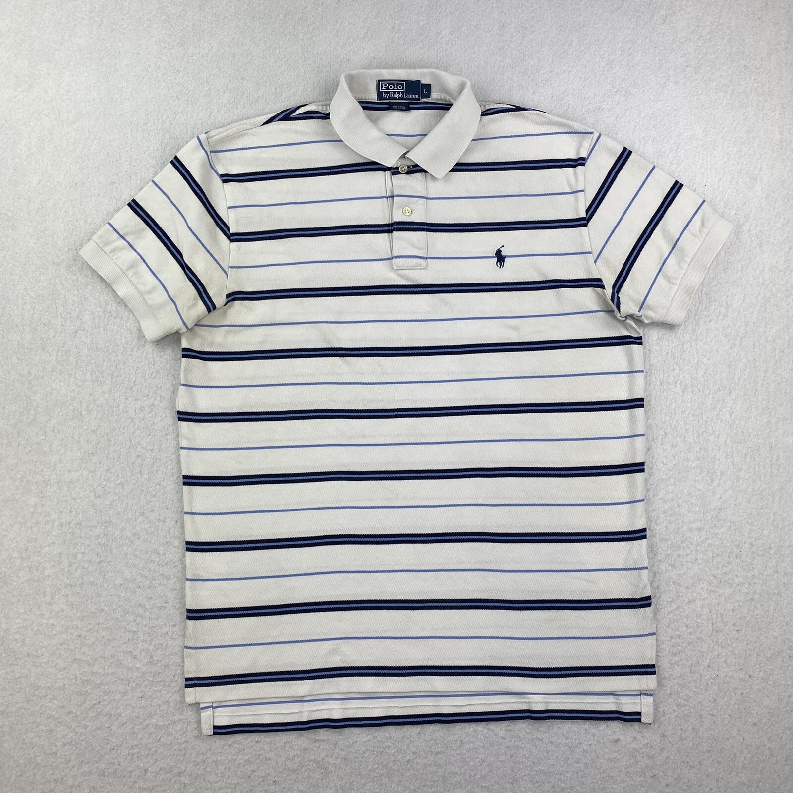 PONY Polo Ralph Lauren camicia uomo grande blu bianca preppy vintage a righe classica