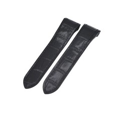20mm Black Leather Watch Strap For Cartier Santos