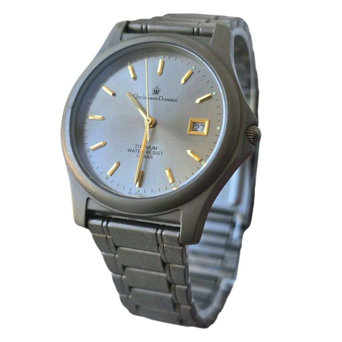 VTG Christiano Domani Titanium Watch CD1170-T 36mm Quartz Japan Mvmt 10 Bar Gray Christiano Domani CD-2001 MIYOTA (Citizen)Mov Vintage Watch  main image 4