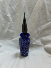 Laugharne Glass Wales Iridescent Perfume Bottle Blue Art Glass
