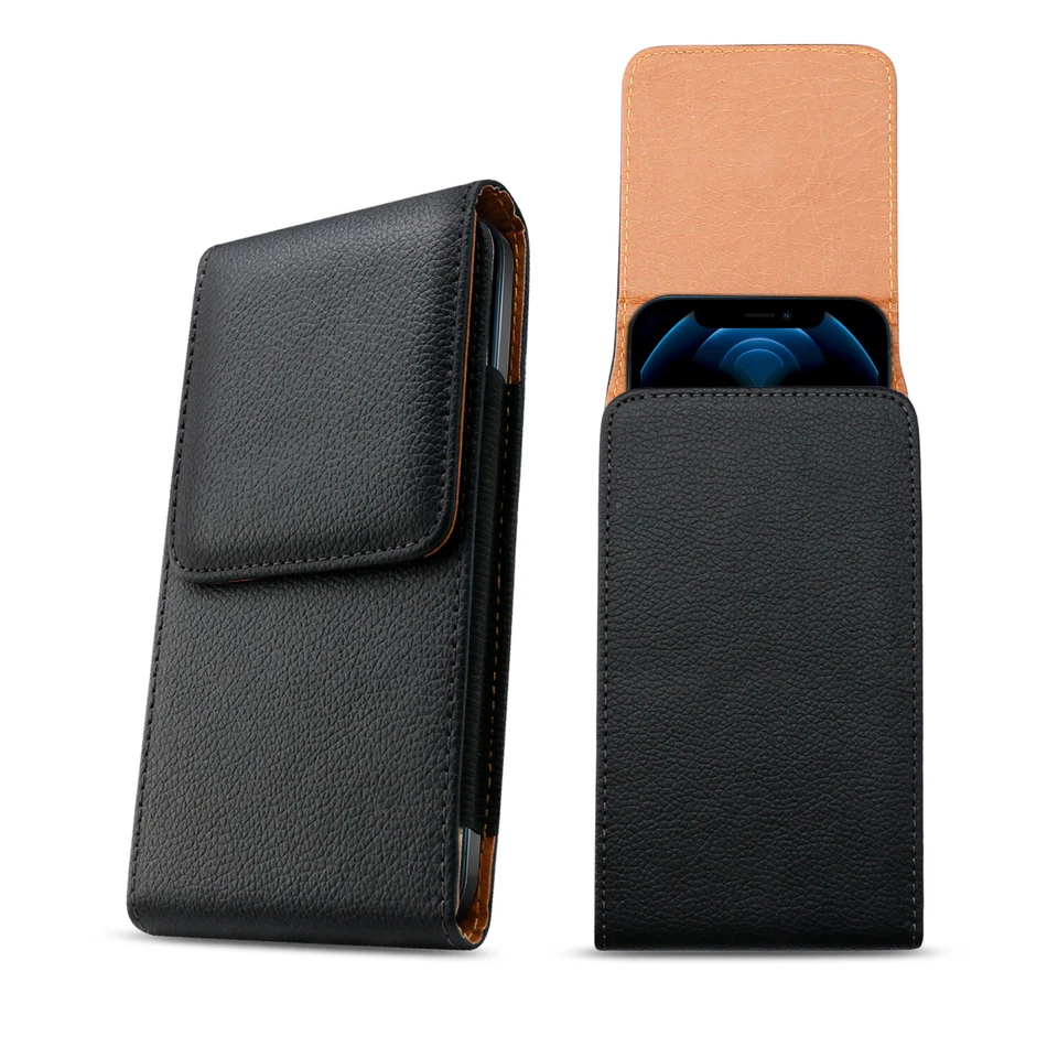 Cell Phone Holster Pouch Leather Wallet Case With Belt Clip for iPhone Samsung - Image 3 of 4