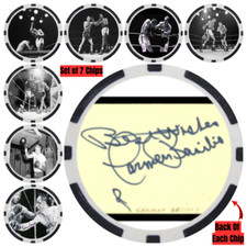 CARMEN BASILIO - BOXING HALL OF FAME - SET OF 7 POKER CHIPS - *SIGNED/AUTO*
