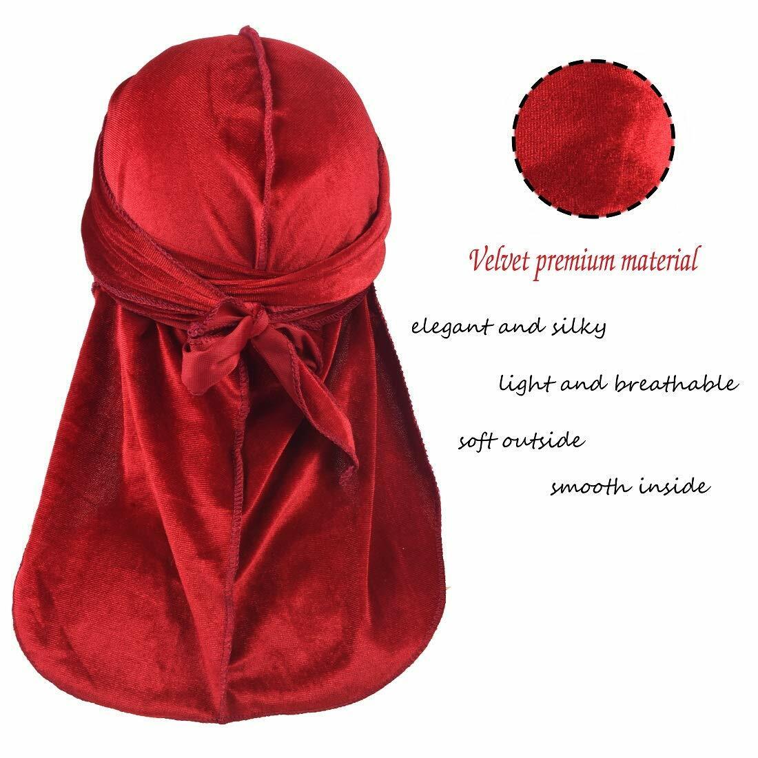 Velvet Durags for Men, Waves Durag with Long Tail Wide Strap,Du-Rag for 360  Wave : : Fashion