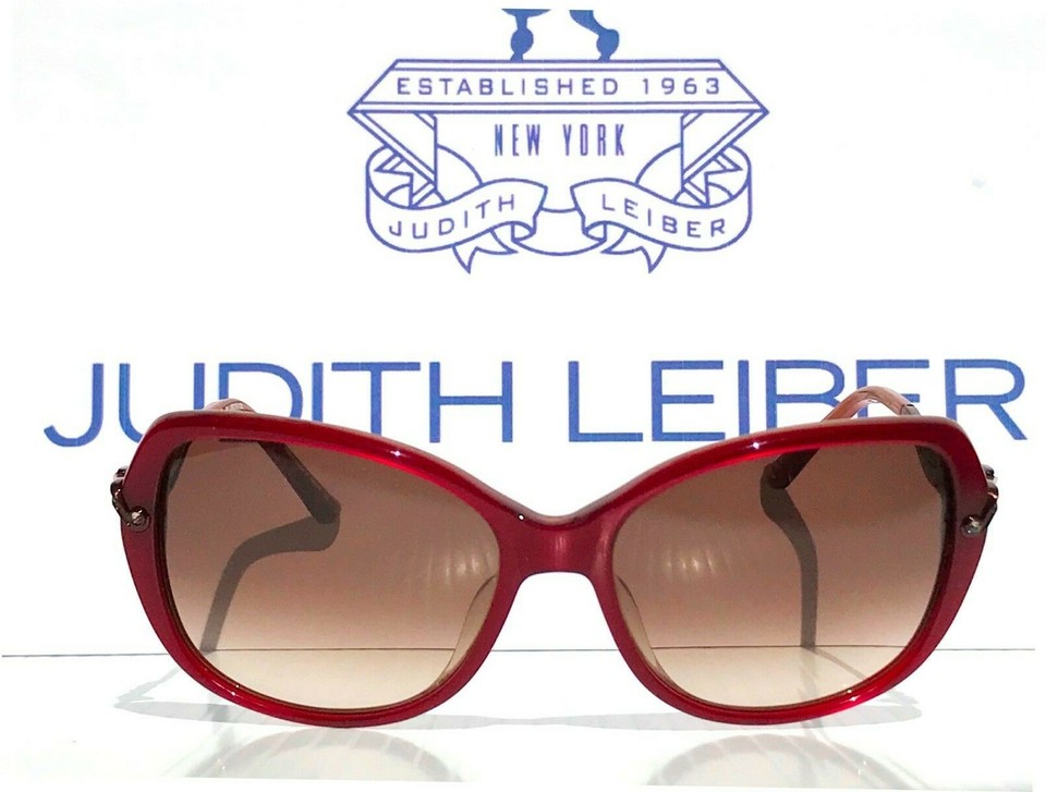 Judith Leiber JL1698 Red Crystal Gems bronze Gradient Brown Women's Sunglass eBay