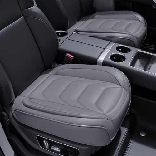 Luxury PU Leather Car Seat Bottom Cover, 2 Pack Front Bottom Seat 2 Piece Gray - Picture 2 of 7