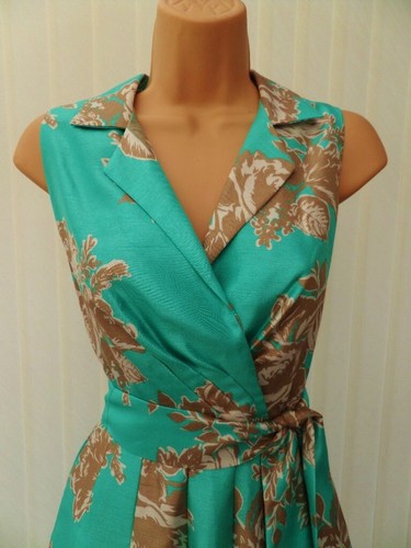 ELIZA J TÜRKIS GOLD ELFENBEIN BLUMENSATIN 50ER JAHRE PLATTE FLARE MIDI KLEID 8 NEU OHNE ETIKETT - Bild 6 von 14