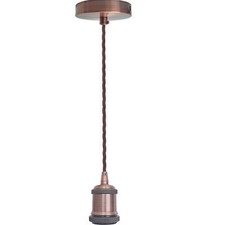 Image of E27 Ceiling Pendant Light Twisted 2m Cable Adjustable Hanging Lamp Holder