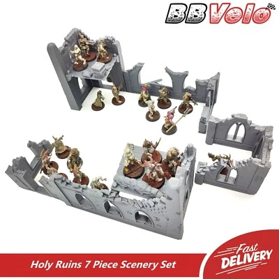 BB-VELO 7PCS SCENERY SET Holy Ruins City Buildings Walls Wargaming 28mm Terrain WH AoS