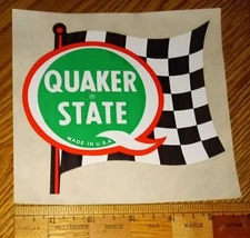 Vintage 1980s Quaker State Oil Sticker Racing Flag Oil City Pennsylvania PA