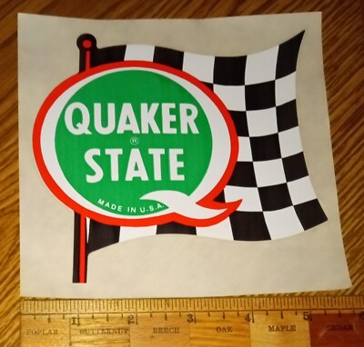 Vintage 1980s Quaker State Oil Sticker Racing Flag Oil City Pennsylvania PA