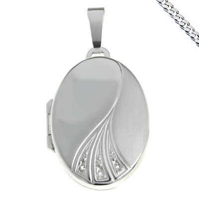 Medallion Silver Amulet With 3 Zirconia Also Chain And Engraving Eg Zodiac