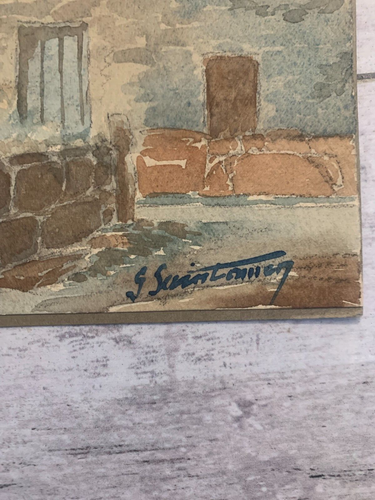 Aquarelle Paysage Nature Village Maison Arbre Plantes Architecture Campagne - Photo 2/11