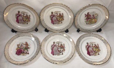Lot3 Von 6 Flachen Teller Moulin Des Loups ORCHIE A. Renoir D 23,5 Cm
