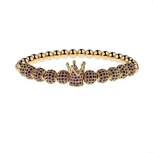 24kt Gold Plated Micro Pave Bracelet Men Women Braiding Macrame Men Women Bangle - Picture 52 of 72