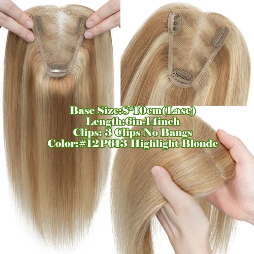 100% Echthaar Topper Toupet Extensions Clip In Remy Human Hair Toupee Haarteil l - Bild 84 von 84