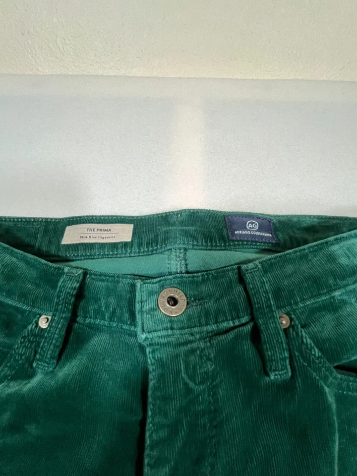 AG Adriano Goldschmied Pana The Prima Mid Rise Cigarrillo Verde Talla 27R Foto 3 de 4