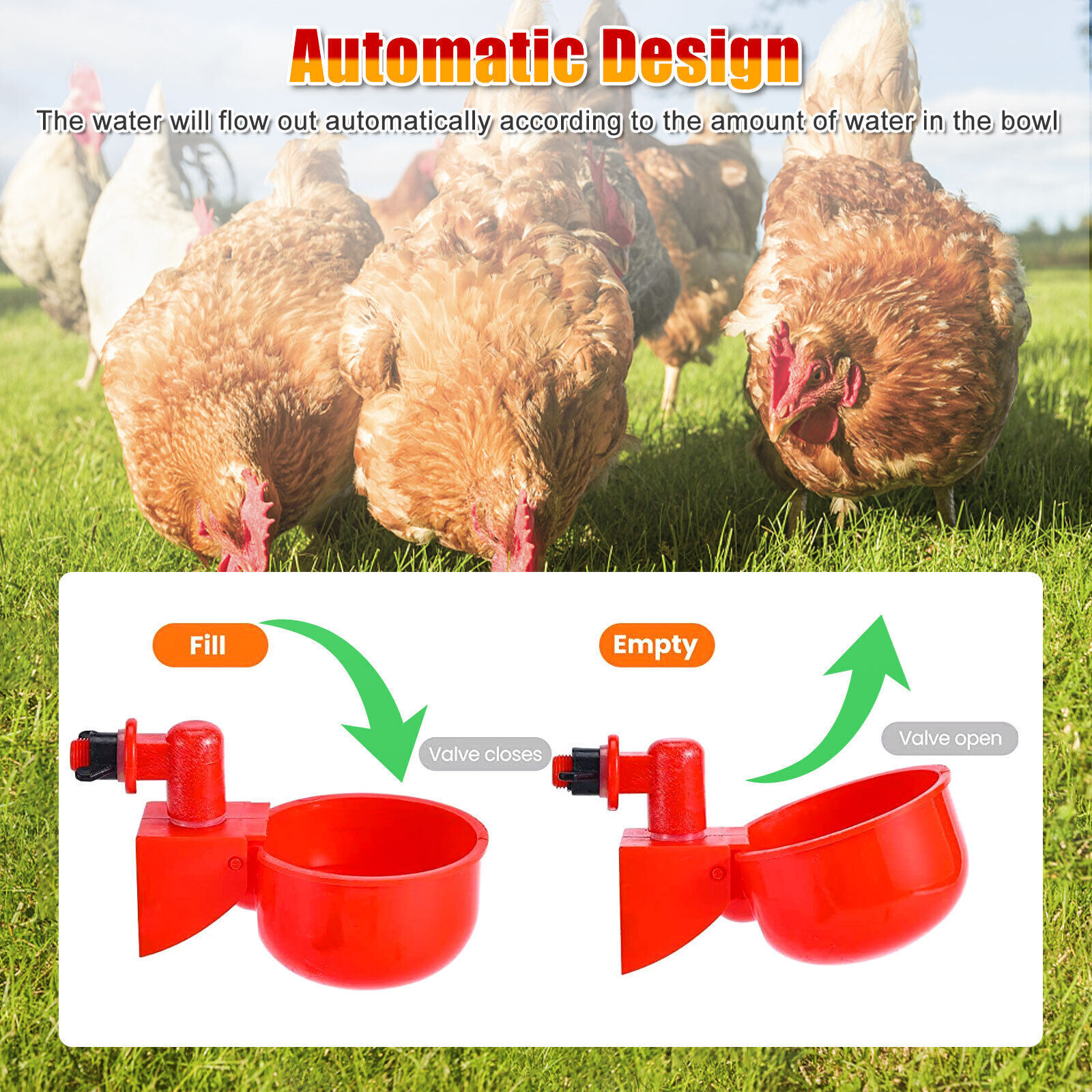 Automatic Water Cups Poultry Drinker Waterer Chicken Duck Quail Drinking Feeders