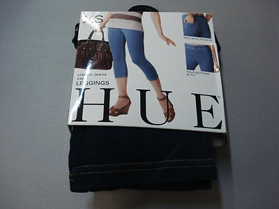 NWT Women's Hue Classic Jeans Capri Leggings Size XS Midnight Rinse #312E 