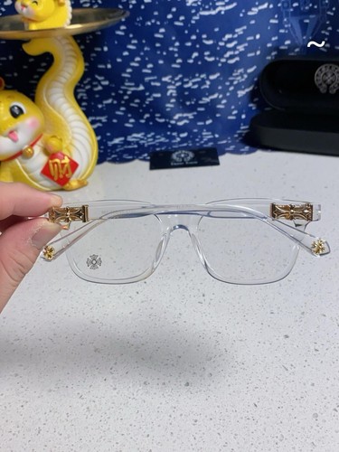 Chrome Hearts Cross Unisex Thick Frame Casual Transparent Glasses 53-18-138 - Picture 4 of 7