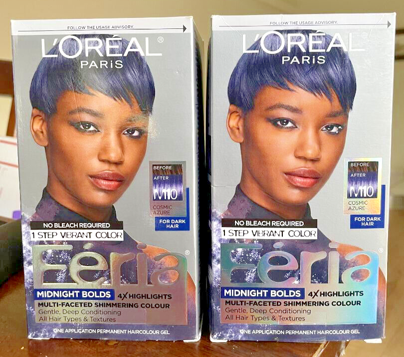 Lot of 2 L'Oreal Feria Permanent Hair Color #M10 Cosmic Azure Blue