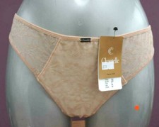 Chantelle French Secret Nude Thong Beige Semi Sheer Lace String Panty Pants 3249