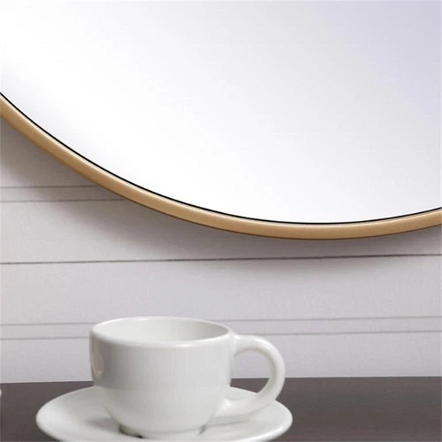 Elegant Decor Eternity 21" Round Mid Century Metal Frame Hooked Mirror in Brass - Picture 6 of 7