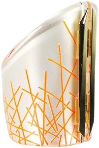 Authentic ALEXIS BITTAR $425 Gold Plated Pearly White Lucite Asymmetrical Bangle Bracelet