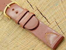 Vintage 16mm Brown Shell Cordovan w Gold Tone Buckle Unused Mens Watch Band NOS