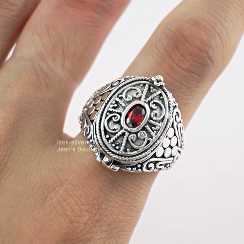 Anillo venenoso victoriano vintage de plata de ley 925 A3695 - Imagen 1 de 8