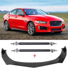 For Jaguar XE XF XFR XFR-S XJ Carbon Fiber Front Bumper Lip Splitter + Strut Rod