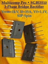 LOT OF 4•Diode Bridge Rectifier•Multicomp Pro•SGBJ3510•3ph•1kV•35A•Vf=1.1V•SIP-5