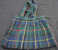 Vintage ALYSSA Little Girls Skirt 3T Blue Plaid Pleated Jumper 100 Acrylic