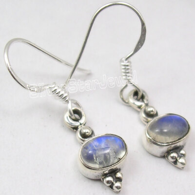 Flash Sale Item Rainbow Moonstone 2.0 tcw Earrings 1.1'' 2.0 Grams 925 Silver