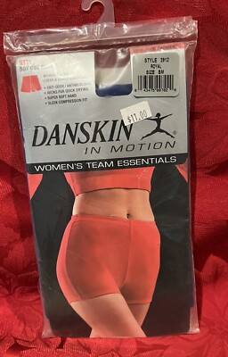 NEW Danskin Cheer Dance Women's Size 4-6 SM  Boy Cut Shorts Anti Odor Blue NIP
