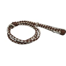 New Old Stock Brown And White Braided Leather Whip Made In Mexico Bull Horse