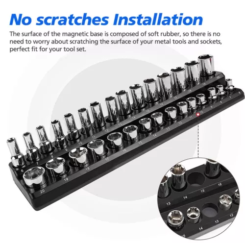 6pc/3pc Magnetic Socket Organizer Storage Holder 1/4" 3/8" 1/2" Drive SAE Metric - Picture 7 of 15