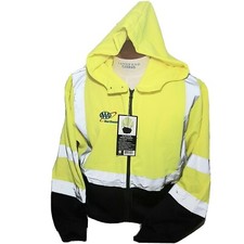 New Hi-Vis Hooded Sweatshirt Jacket 3XL 3M Neon Full Zip ANSI/SEA Type R Class 3