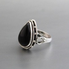 Black Onyx Gemstone 925 Sterling Silver Handmade Ring All Size