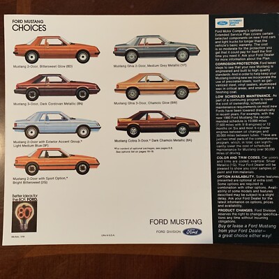 1980 Ford Mustang Vintage Sales Brochure catalog Pre-owned | eBay